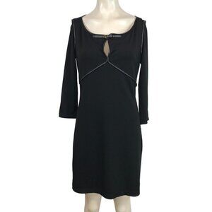 MAX STUDIO - WOMEN'S SMALL -BLACK LONG SLEEVE Y2K GOTH BUCKLE DRESS